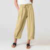 Women'S Fashion Casual Cotton Linen Loose Drawstring Cropped Pants