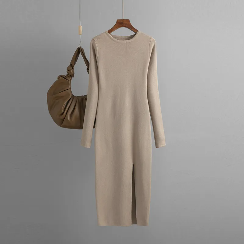 (Buy 1 Get 1) Women Basic Autumn And Winter Casual Solid Color Long Sleeve Knitted Dress