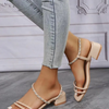 Women Fashion Plus Size Chunky Heel Square PU Sandals