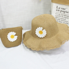 Kids Fashion Small Daisy Straw Bucket Hat + Messenger Bag Set