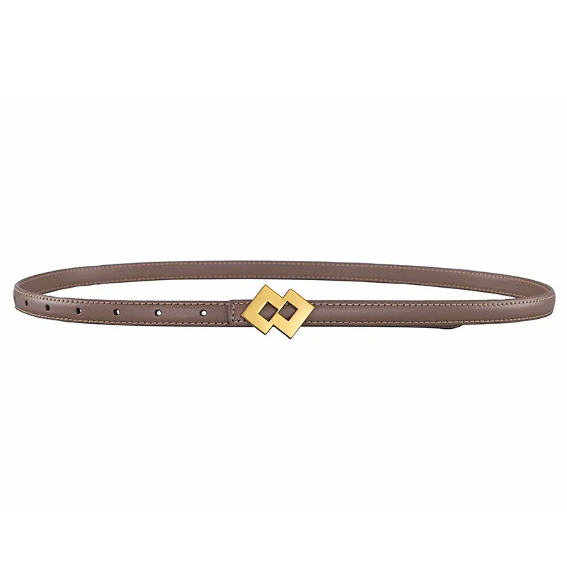 Women'S Casual Fashion Simple Retro Alloy Rhombus Smooth Buckle Thin Belt