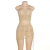 Summer Women'S Fashion Hollow Knited Tube Top High Waist Drawstring Skirt Set