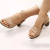 Women Fashionable Solid Color Plus Size Open Toe Hollow Buckle Chunky Heeled Sandals