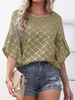 Summer Casual Women Loose Ruffled Sleeve Round Neck Blouse