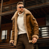 Men Autumn Winter Fashion Casual Simple Solid Color Frock Single-Breasted Large Lapel Zipper Plus Size Jacket Coat