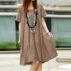 Women Fashion Casual Creased Short Sleeve Loose Dress