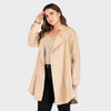 Women Basic Elegannt Lapel Cardigan Thin Temperament Long-Sleeved Solid Color Jacket