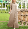 Women Ramadan /Eid Casual Fshion Solid Color Long Sleeve Single-Breasted Maxi Shirt Dress