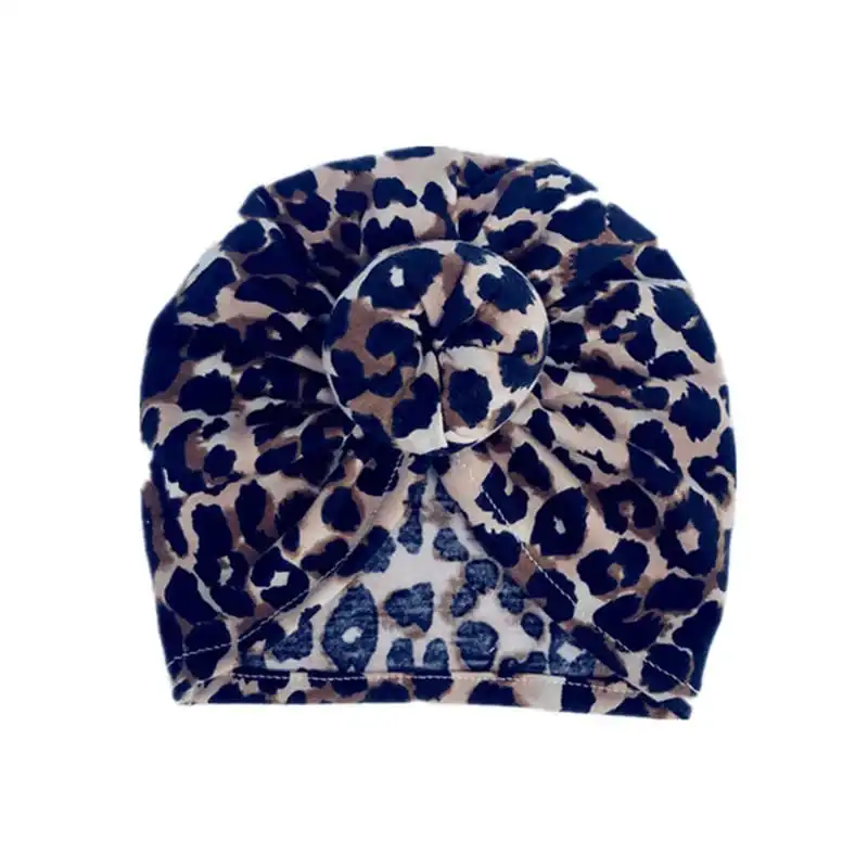 Fashion Leopard Bow Doughnuts Flower Shaped Cotton Hat
