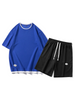 Unisex Fashion Waffle Round Neck Short Sleeve Oversized Loose T-Shirt And Shorts Two-Piece Set