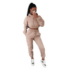 Women Fashion Casual Athleisure Solid Color Hoodie And Pants Sports Set