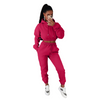 Women Fashion Casual Athleisure Solid Color Hoodie And Pants Sports Set