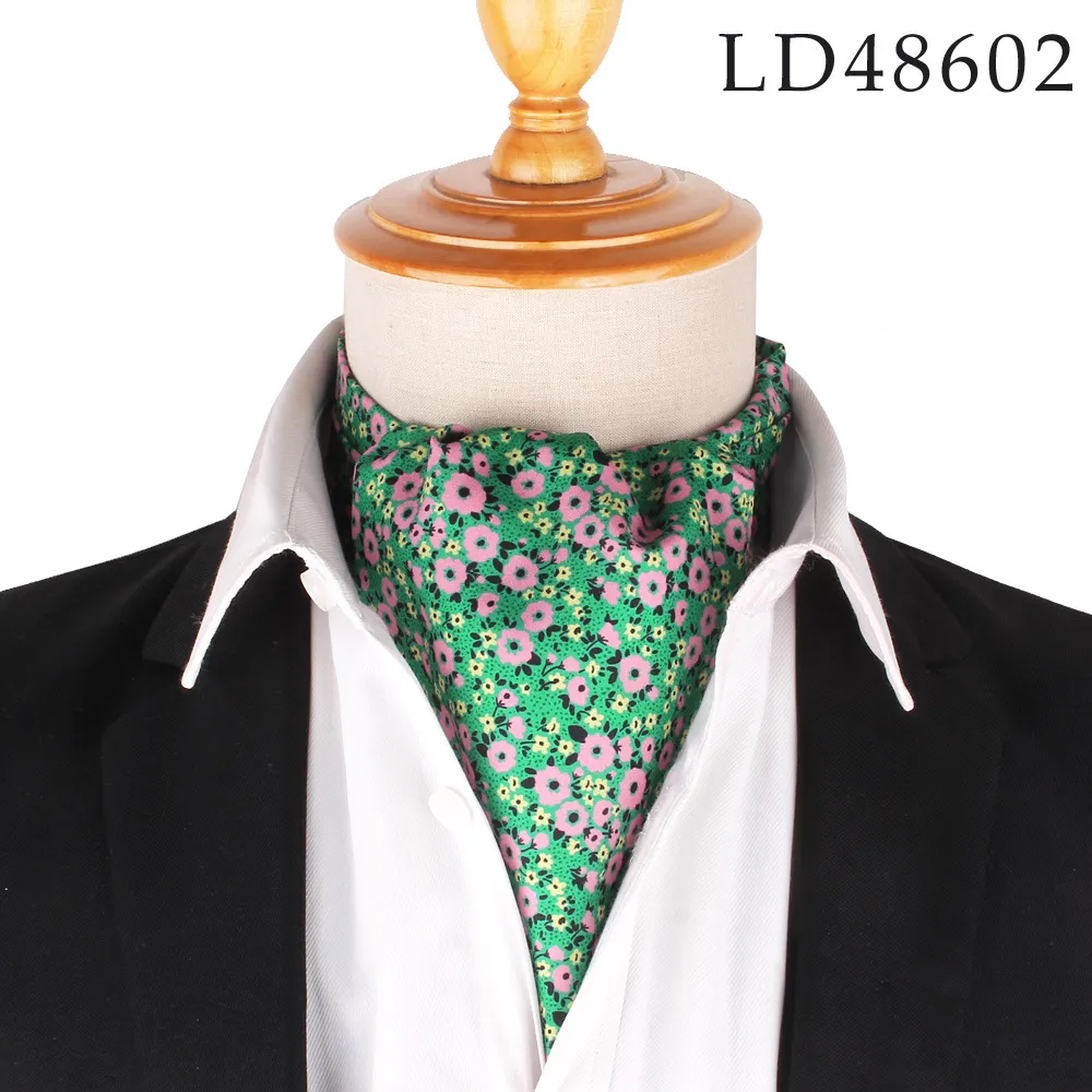 (Buy 1 Get 1) Men Fashion British Polyester Tiny Flower Printed Suit Shirt Tie Scarf