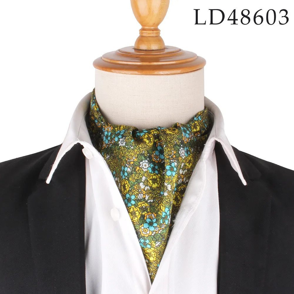 (Buy 1 Get 1) Men Fashion British Polyester Tiny Flower Printed Suit Shirt Tie Scarf