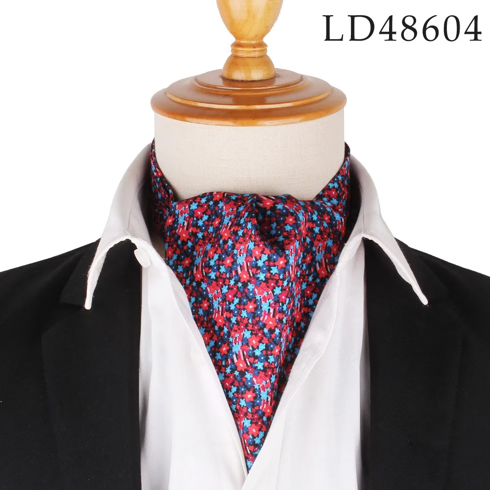 (Buy 1 Get 1) Men Fashion British Polyester Tiny Flower Printed Suit Shirt Tie Scarf