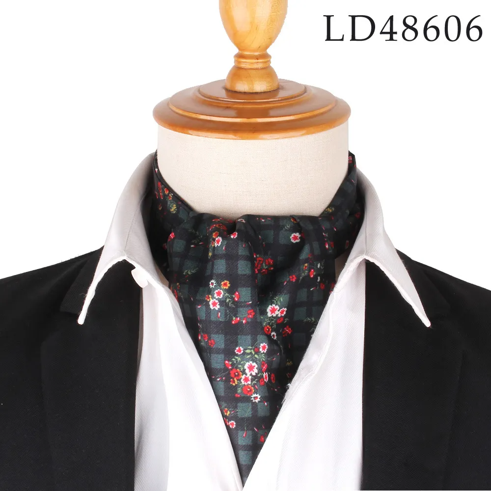 (Buy 1 Get 1) Men Fashion British Polyester Tiny Flower Printed Suit Shirt Tie Scarf