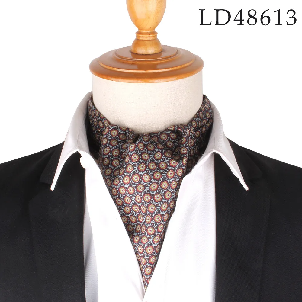 (Buy 1 Get 1) Men Fashion British Polyester Tiny Flower Printed Suit Shirt Tie Scarf