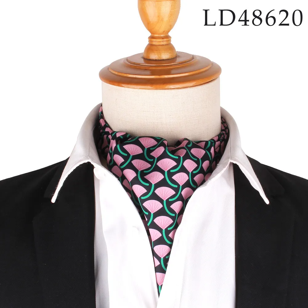 (Buy 1 Get 1) Men Fashion British Polyester Tiny Flower Printed Suit Shirt Tie Scarf