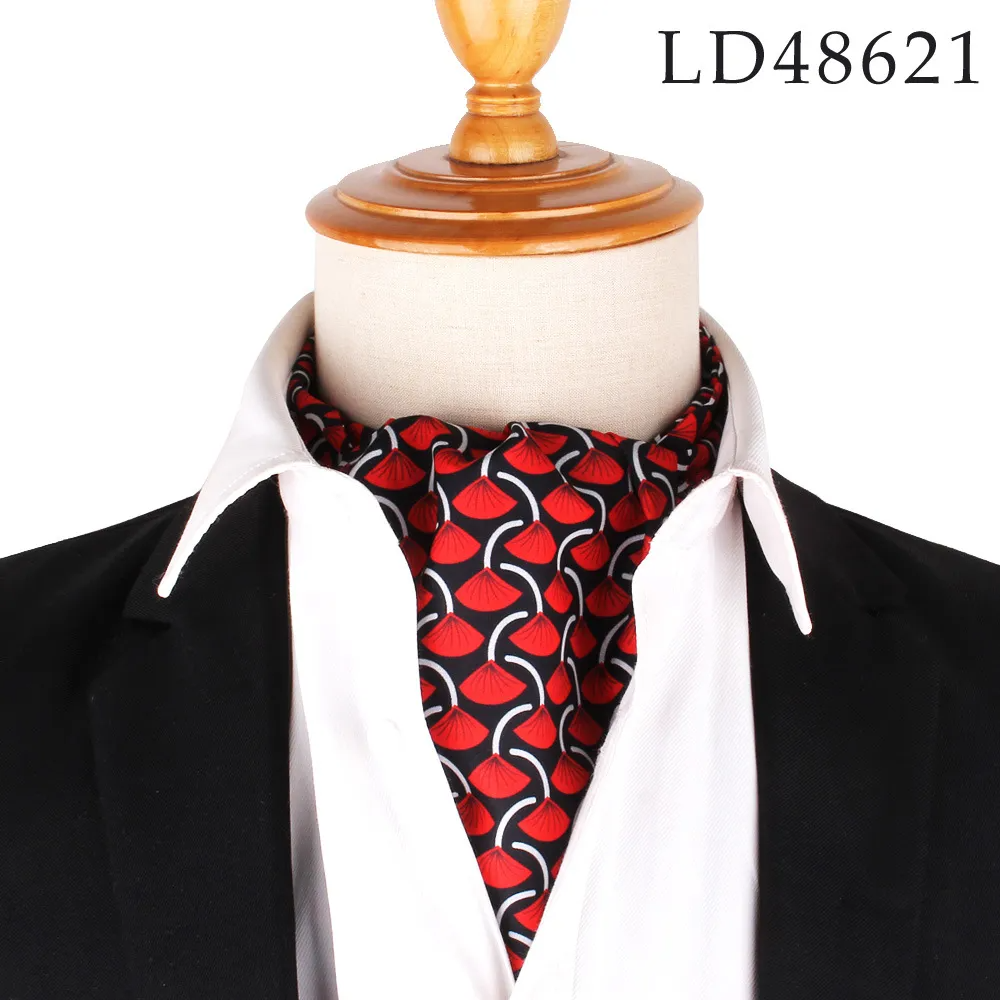 (Buy 1 Get 1) Men Fashion British Polyester Tiny Flower Printed Suit Shirt Tie Scarf