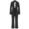 Women Fashion Casual Stripe Suit Jacket Straight Wide Pants Two-Piece Set