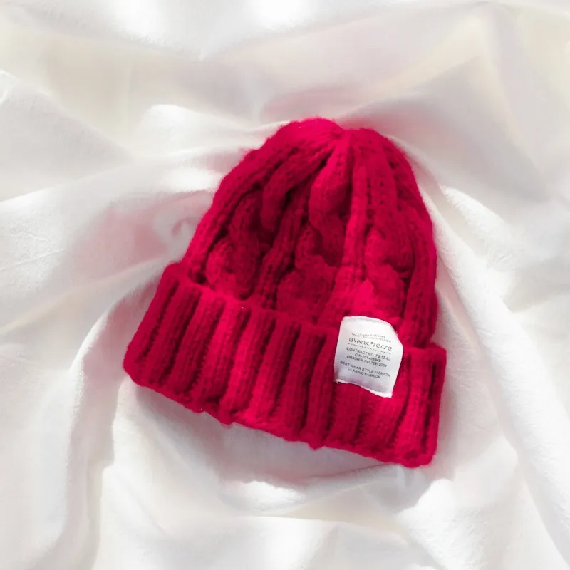 (Buy 1 Get 1) Women Fashion Solid Color Label Wool Knit Hat