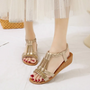 Women Fashion Plus Size Printed Rhinestone Round-Toe Sandals