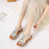 Women Fashion Plus Size Printed Rhinestone Round-Toe Sandals