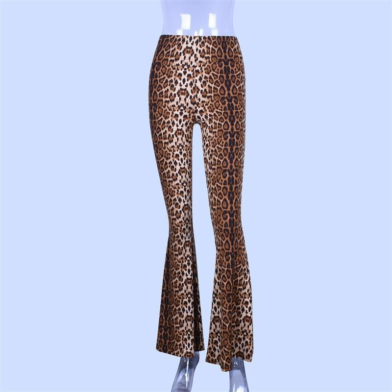 Women'S Fashion Sexy Leopard Printing High Waist Flared Trousers