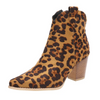 Women Fashion Plus Size Leopard Print Pointed Toe Chunky Heel Short Boots