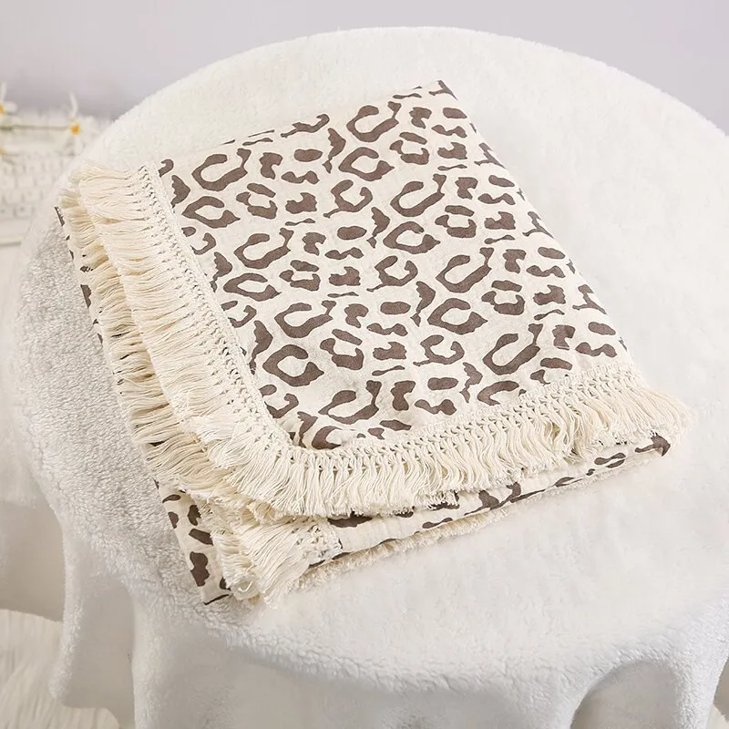 Baby Floral Swaddle Blanket Cotton Muslin Sqaddles With Tassels (100*120cm )