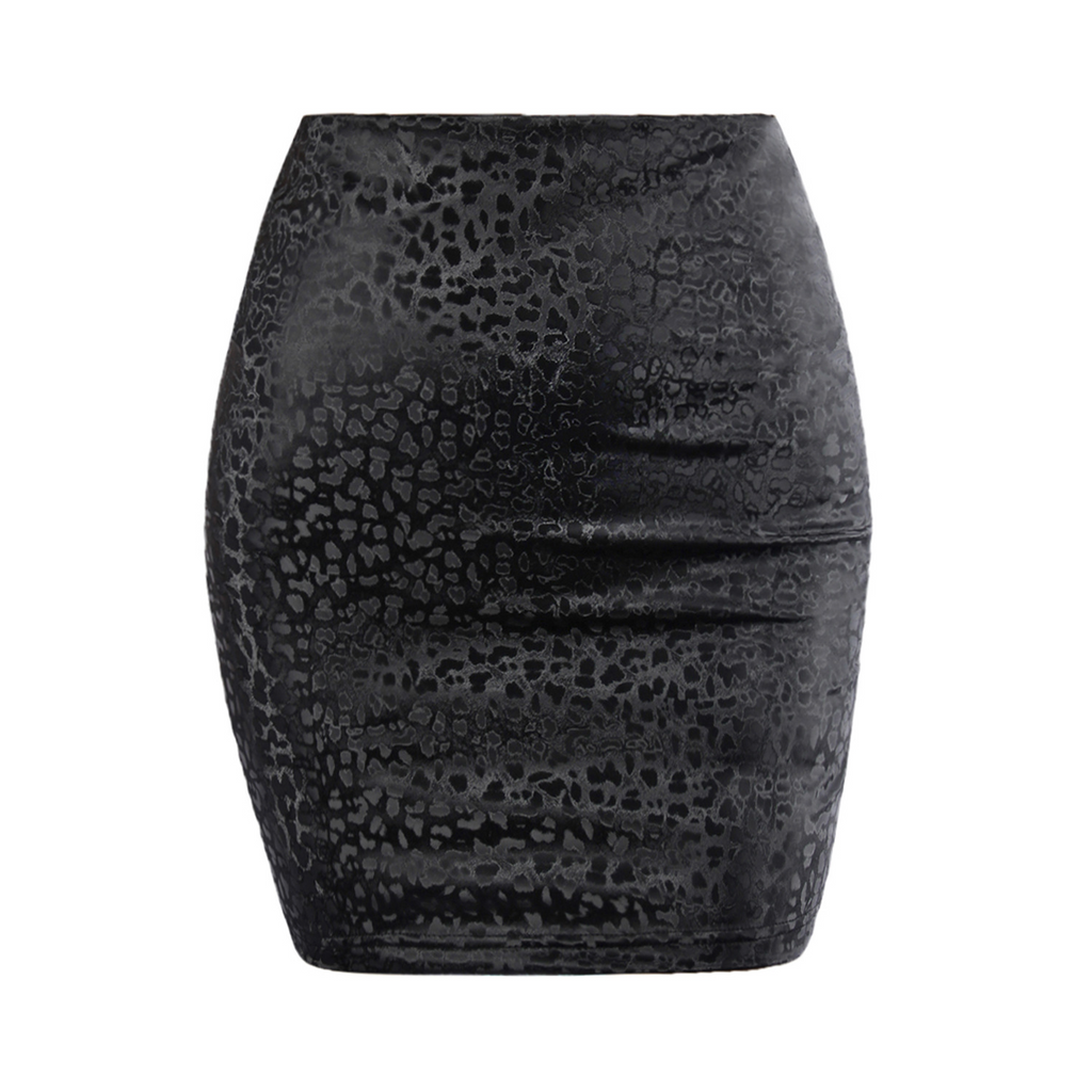 Women High Waist Pu Leopard Slim Skirt