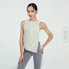 Women Casual Loose Solid Color Round Neck Sleeveless Side Slit Sports Tank Top