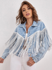 Women Fashion Casual Tassel Denim Jacket