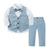 Kids Toddler Boys Party Clothing British Style Waistcoat Solid Color Long Sleeve Lapel Shirt Trousers Set