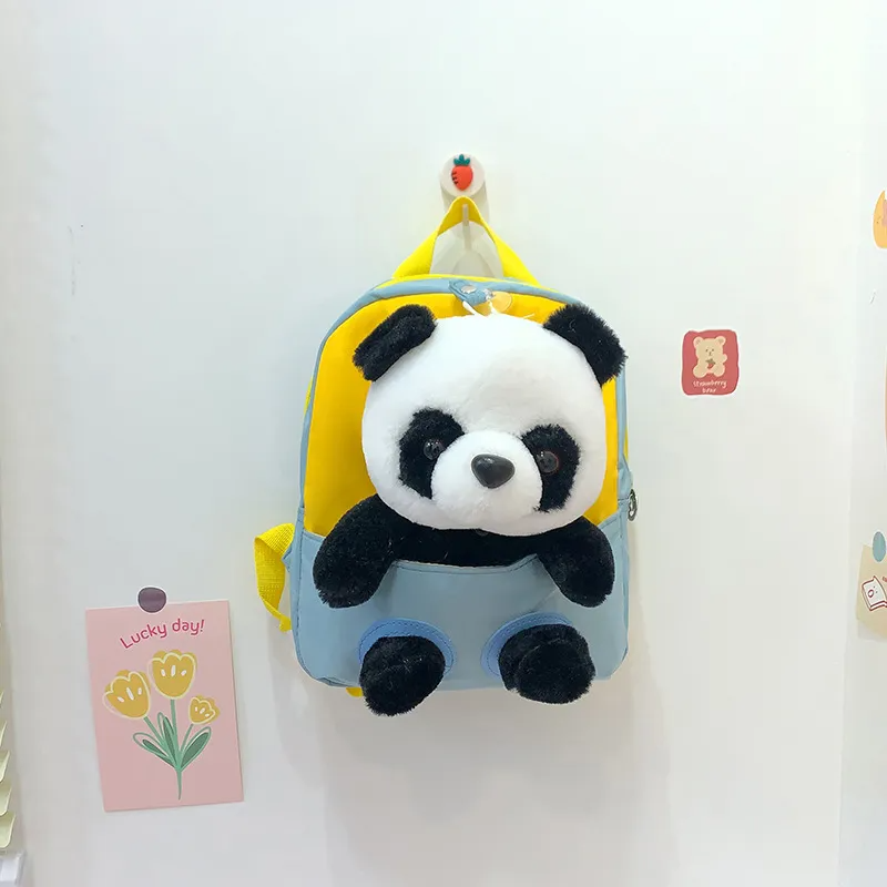 Children Kids Baby Fashion Boys Girls Cartoon Panda Doll Plushtoy Backpack School Bag