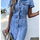 Women Mid-Length Retro Slim Single-Breasted Hip Short Sleeve Denim Dress
