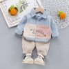 Kids Baby Boys Spring Autumn Fashion Casual Cute Color Matching Cartoon Dinosaur Shirt V Neck Trousers Set