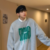 Men'S Fashion Letter Print Long-Sleeved Round Neck Loose Sweatshirt