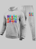 Letter Printed Couple Hoodie Sweatpants Casual Sports Athleisure Set