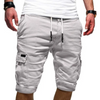 Men Casual Mid-Rise Solid Color Multi-Pocket Sports Shorts