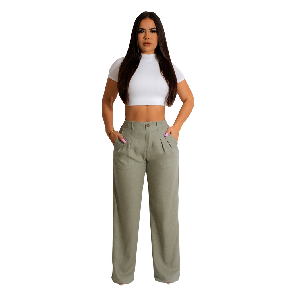 Women Simple Breathable Straight Solid Color Pant