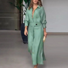 Women Ramadan /Eid  Fashion Casual Solid Color Waist Long Sleeve Irregular Shirt Maxi Dress