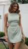 Women Fashion Casual Elegant Solid Color Sleeveless Waist Cut Out Dress