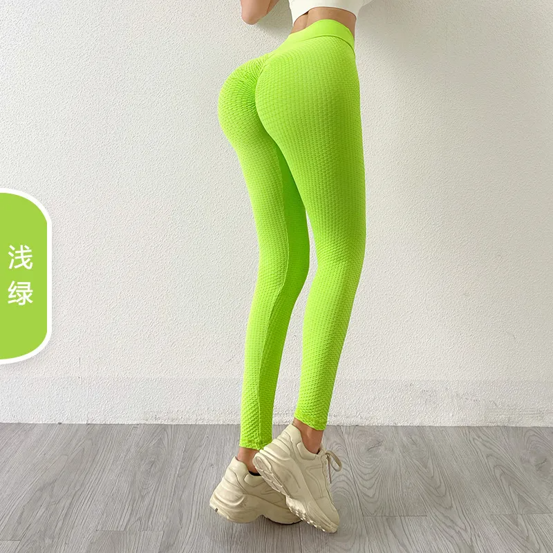 Women Fashion Sport Solid Color Honeycomb Skinny Yoga Trousers