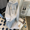 Autumn And Winter Women Loose Solid Color Thickened Letter Printed Long-Sleeved Hoodie Dress