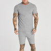 Men Summer Fashion Casual Commuter Solid Color Short Sleeve T-Shirt Shorts Sets