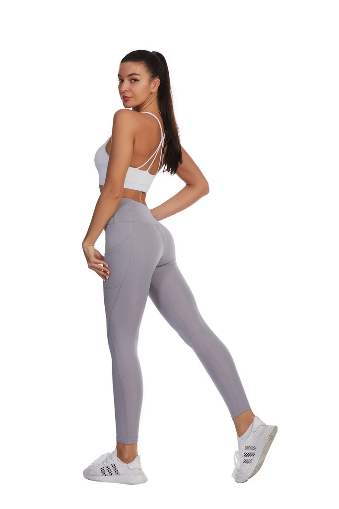 Women Fashion Slim Fit Side Pocket High Waist Hip Sports Base Yoga Pants