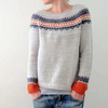 Women Fashion Round Neck Color Matching Knitted Long Sleeve Sweater