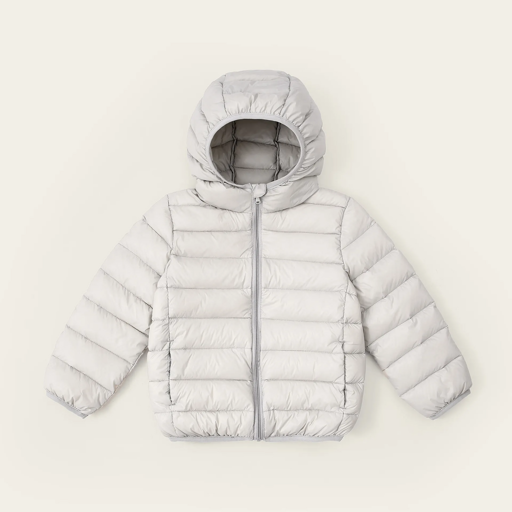 Kids Simple Solid Color Long Sleeve Hooded Warm Down Jacket