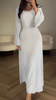 Women Fashion Casual Loose Solid Color Long Sleeve Maxi Dress